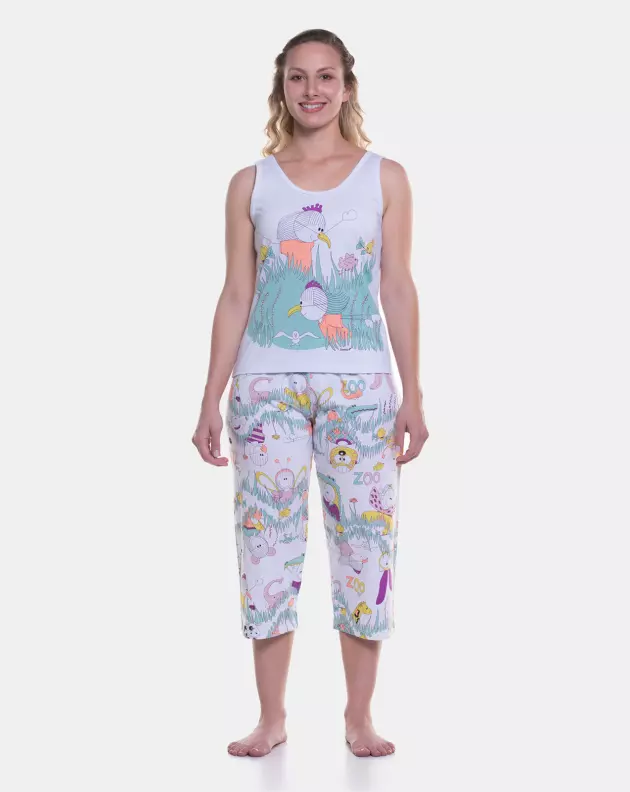 Pijama Feminino Adulto Regata e Corsário