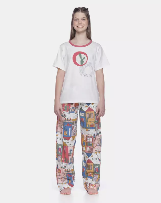 Conjunto Feminino Adulto Manga Curta e Calça
