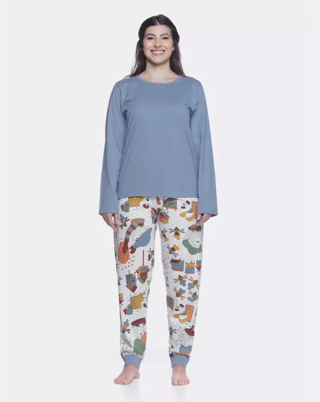 Pijama manga longa e calça