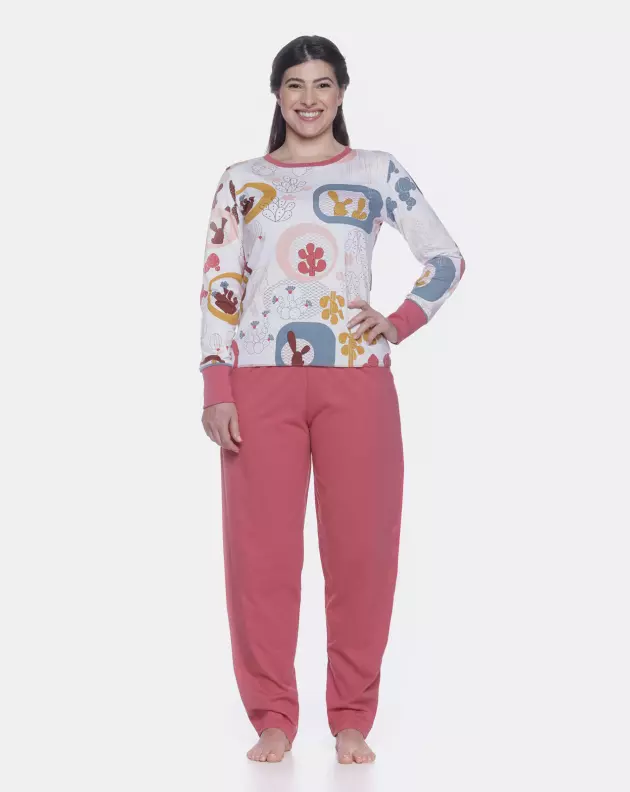 Conjunto Feminino Adulto Manga Longa e Calça