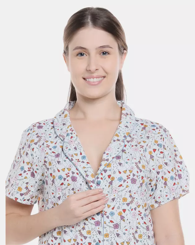 Pijama Feminino Adulto Manga Curta Decote V e Short