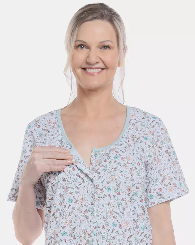 Pijama Feminino Curto Sonhart Blusa manga curta e bermuda Lisa