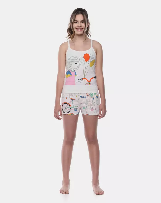 Pijama Feminino Adulto Alça e Short