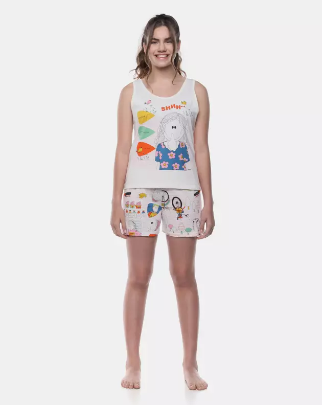 Pijama Feminino Adulto Regata e Short