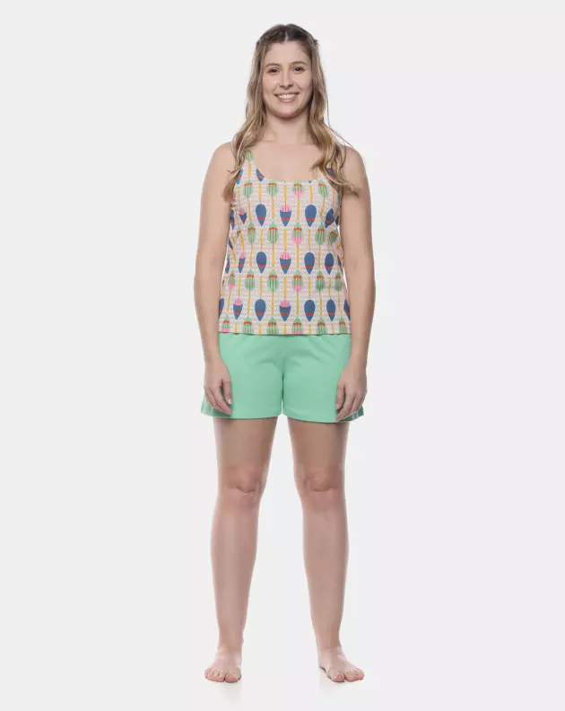 Pijama Feminino Adulto Regata e Short