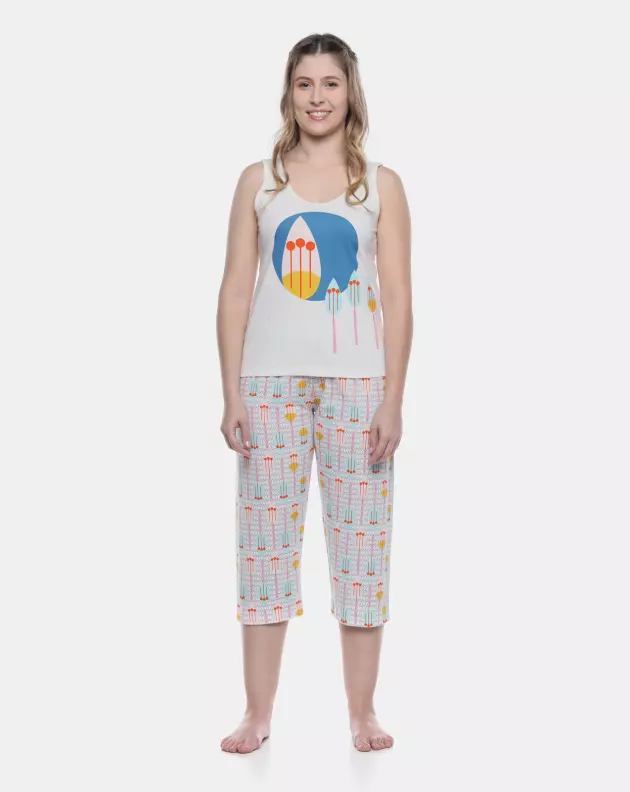 Pijama Feminino Adulto Regata e Corsário