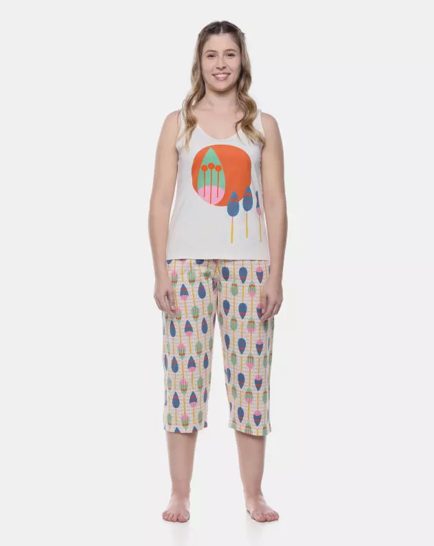 Pijama Feminino Adulto Regata e Corsário