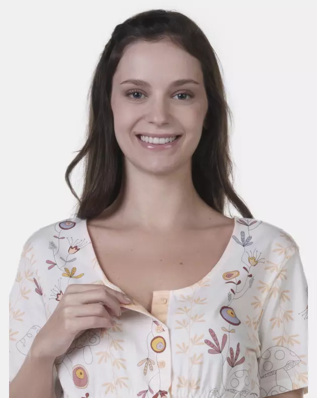 Pijama Gestante Manga Curta e Corsário     