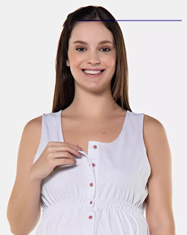 Homewear gestante Curto Blusa regata Botões e short Estampado