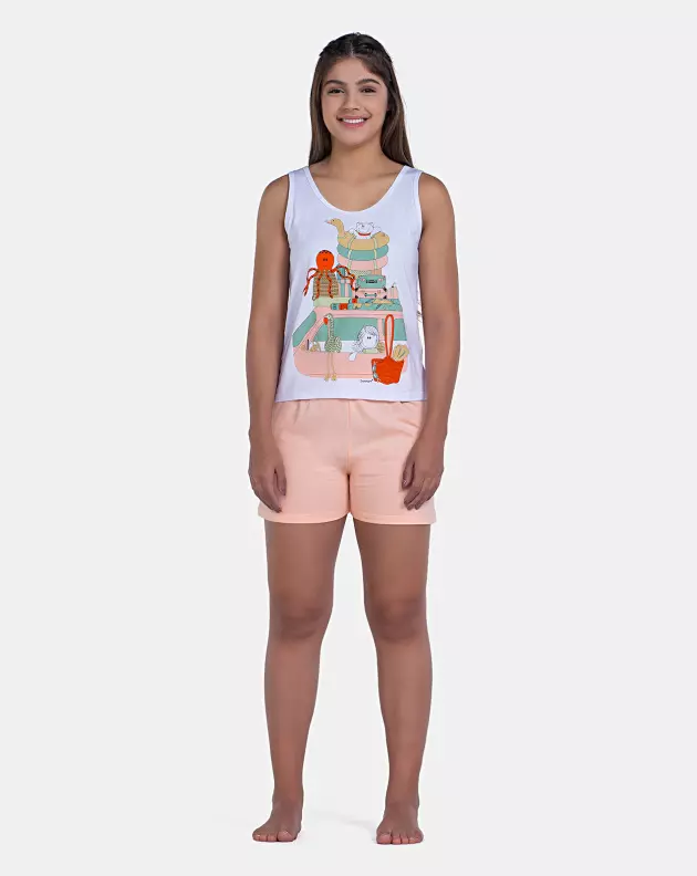 Pijama Feminino Curto Sonhart Regata Média e Short Rosa