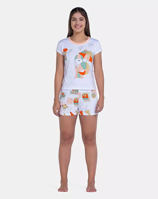 Pijama Baby-Look Manga Curta e Short