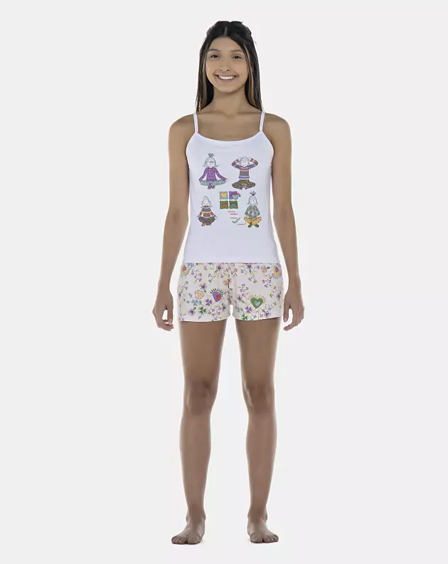 Pijama Feminino Adulto Alça e Short