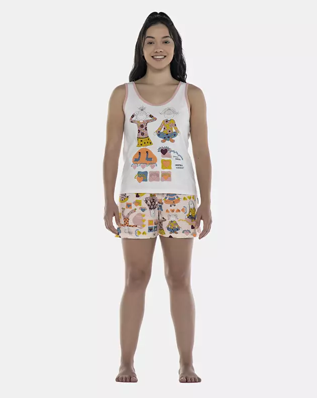 Pijama Feminino Adulto Regata e Short