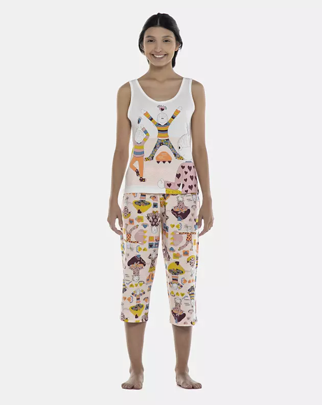 Pijama Feminino Adulto Regata e Corsário