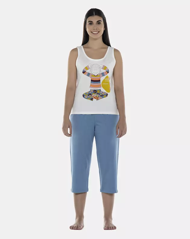 Pijama Feminino Adulto Regata e Corsário