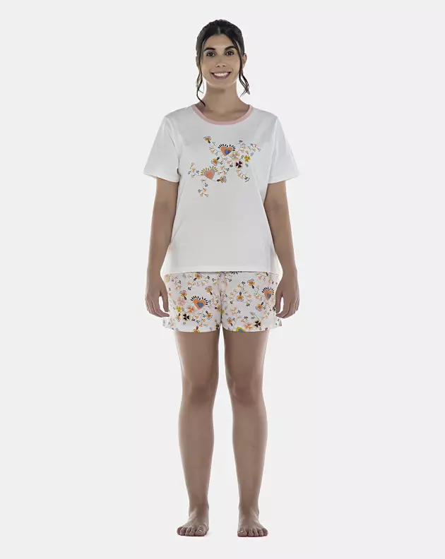 Pijama Feminino Adulto Manga Curta e Short