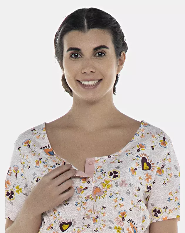 Pijama Feminino Gestante Manga Curta e Corsário