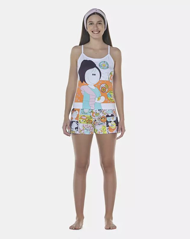 Pijama Feminino Adulto Alça e Short