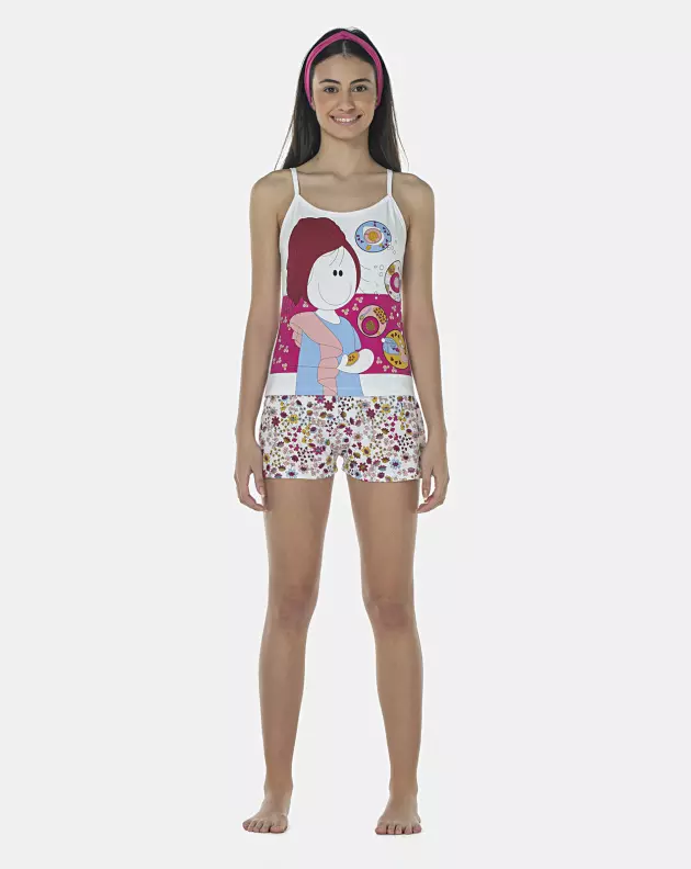 Pijama Feminino Adulto Alça e Short
