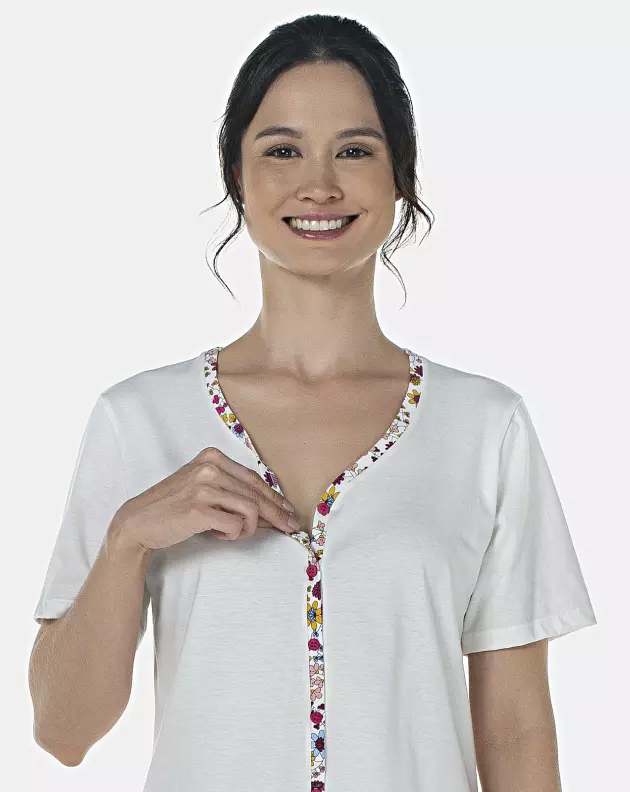 Pijama Feminino Adulto Manga Curta Aberta e Corsário