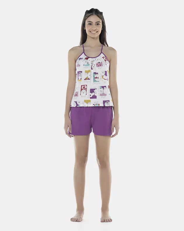 Pijama Feminino Adulto Alça e Short