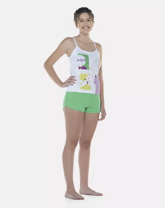 Pijama Feminino Adulto Alça e Short Cotton