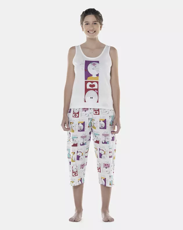 Pijama Feminino Adulto Regata e Corsário