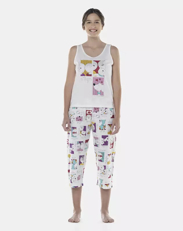 Pijama Feminino Adulto Regata e Corsário