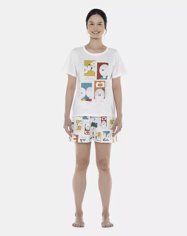 Pijama Feminino Adulto Manga Curta e Short