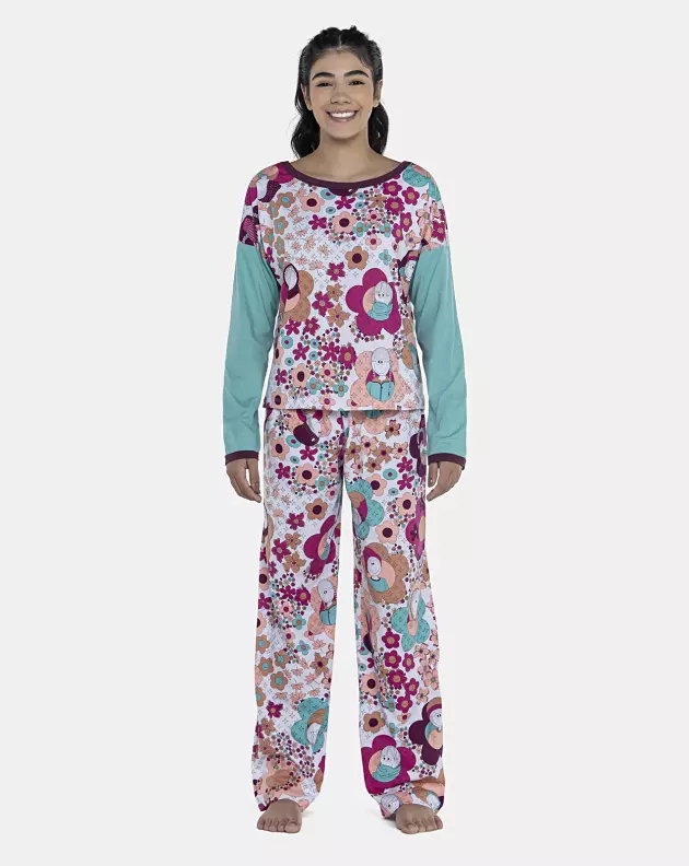 Pijama Feminino Adulto Manga Longa e Calça