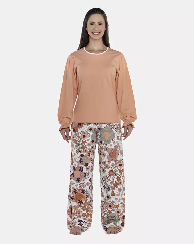Pijama Feminino Adulto Manga Longa e Calça