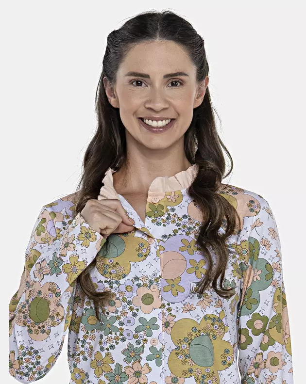 Pijama Feminino Adulto Manga Longa e Calça