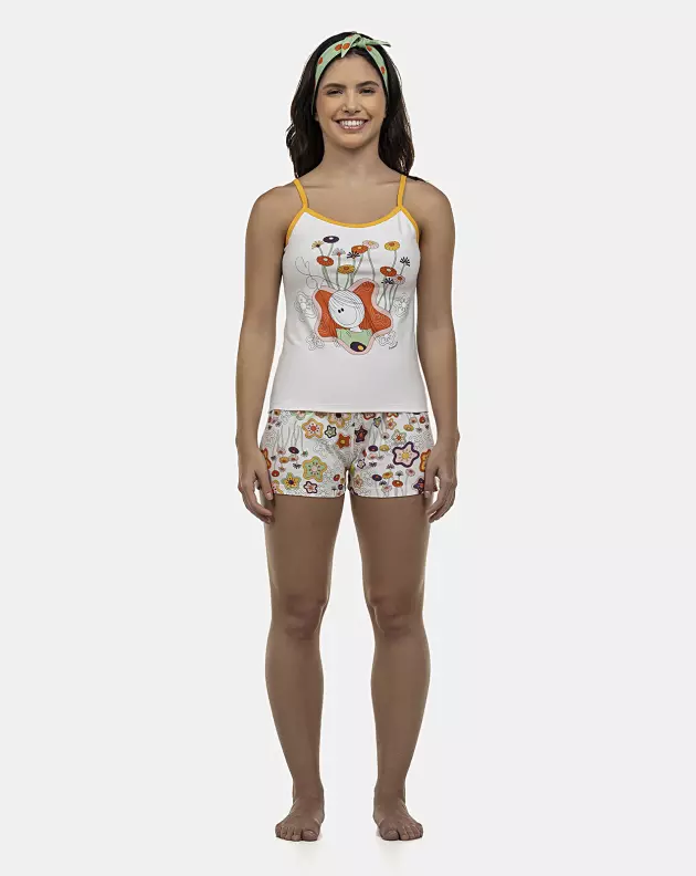 Pijama Feminino Adulto Alça e Short