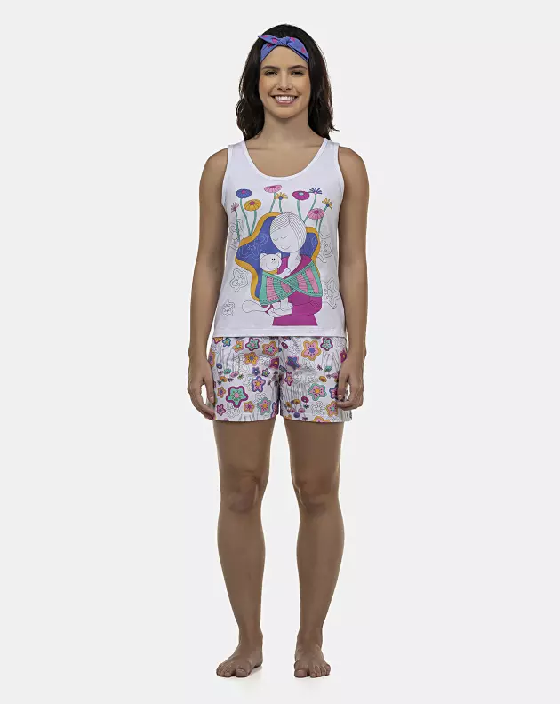 Pijama Feminino Adulto Regata e Short