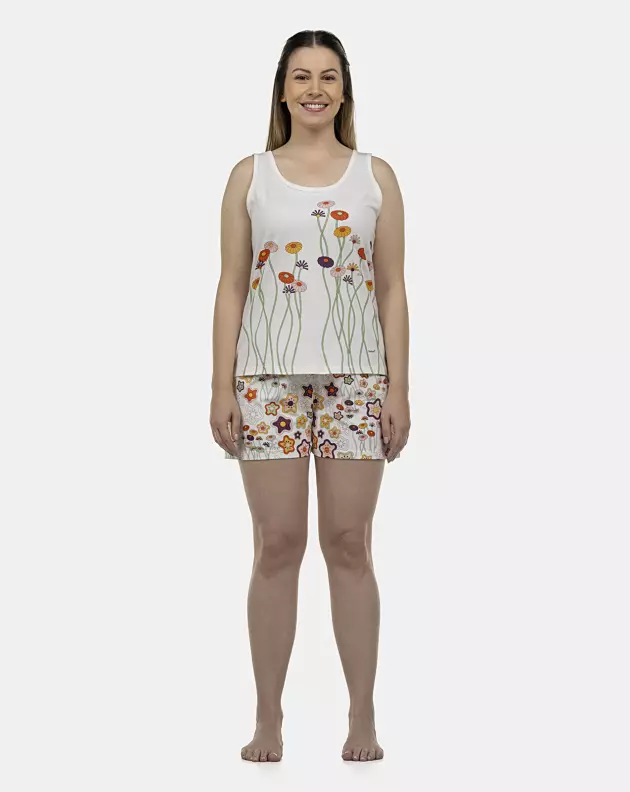 Pijama Feminino Adulto Regata e Short
