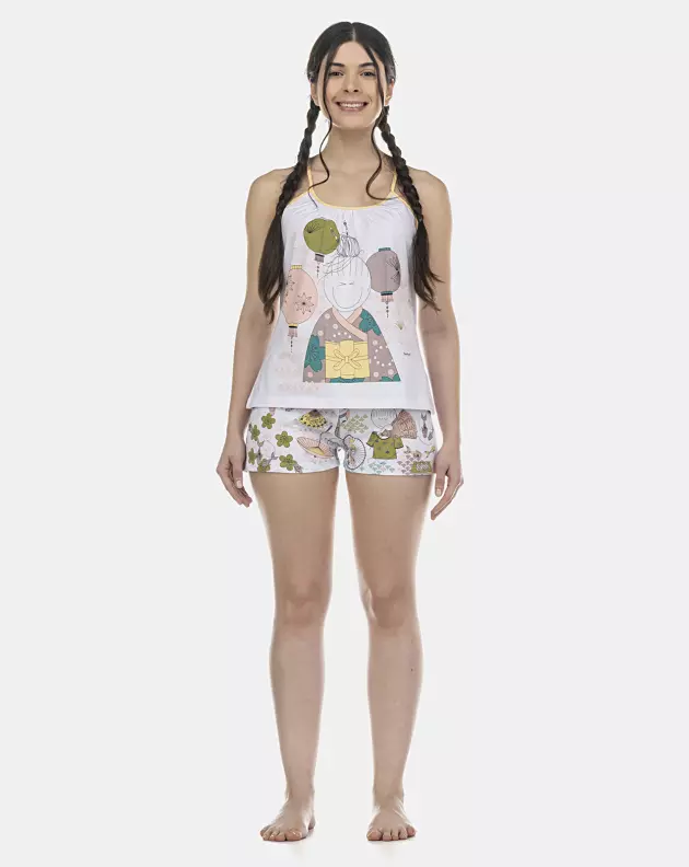 Pijama Feminino Adulto Alça e Short