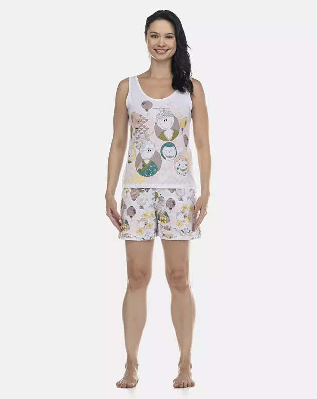 Pijama Feminino Adulto Regata e Short