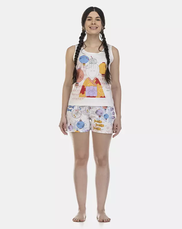 Pijama Feminino Adulto Regata e Short