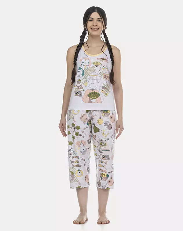 Pijama Feminino Adulto Regata e Corsário