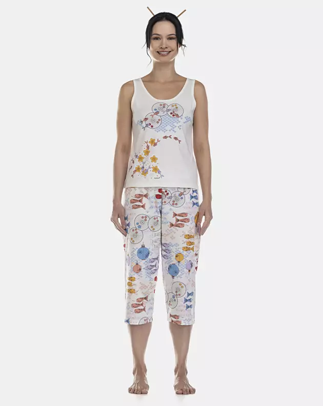Pijama Feminino Adulto Regata e Corsário