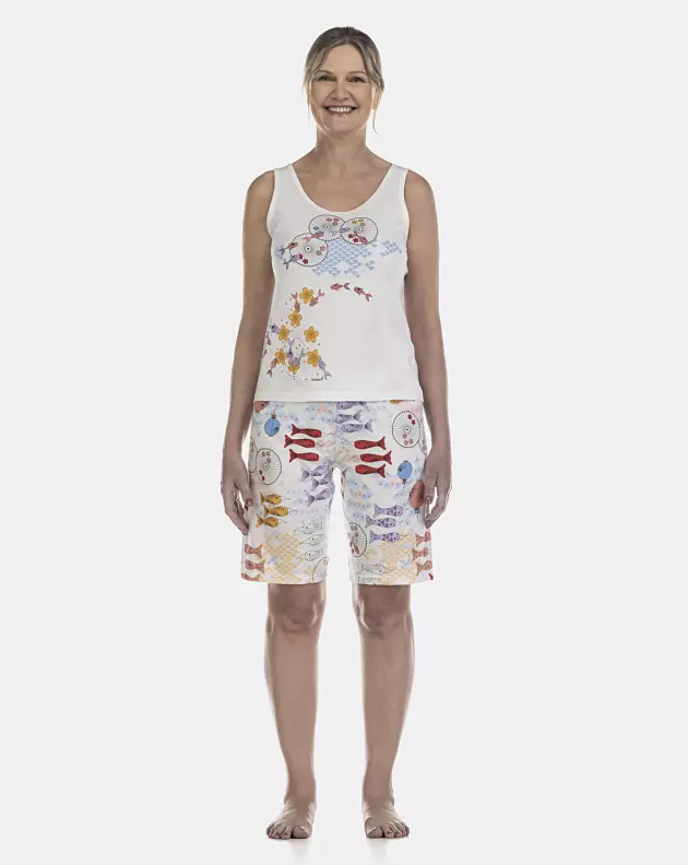Pijama Feminino Adulto Regata e Bermuda