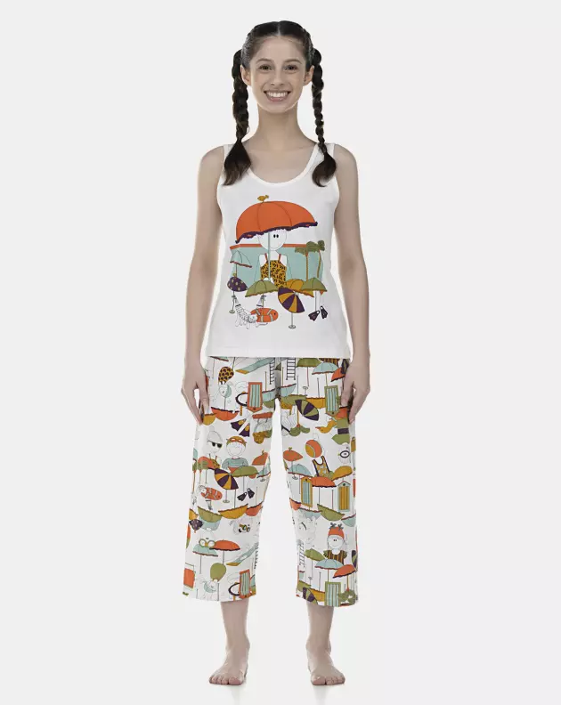 Pijama Feminino Adulto Regata e Corsário