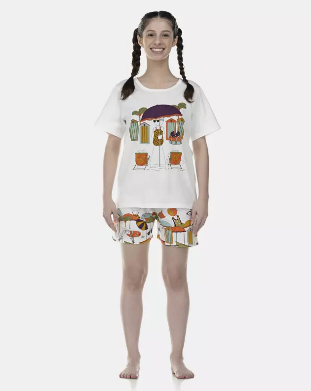 Pijama Feminino Adulto Manga Curta e Short
