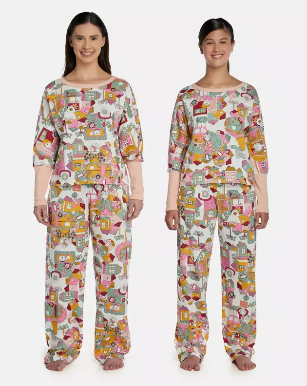 Pijama Feminino Adulto Manga Longa e Calça