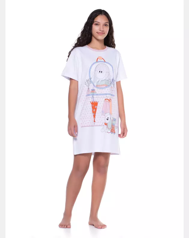 Camisão Feminino Adulto Manga Curta