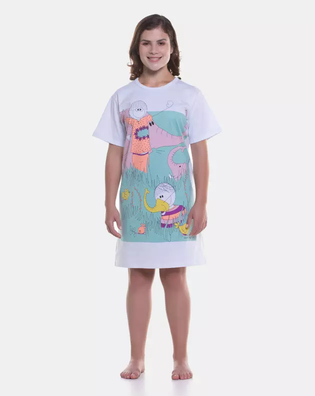 Camisão Feminino Adulto Manga Curta