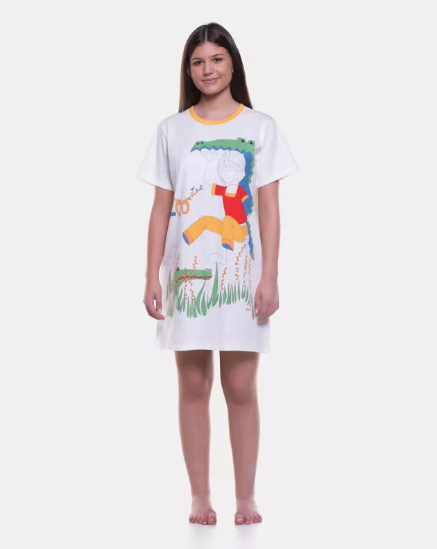 Camisão Feminino Adulto Manga Curta