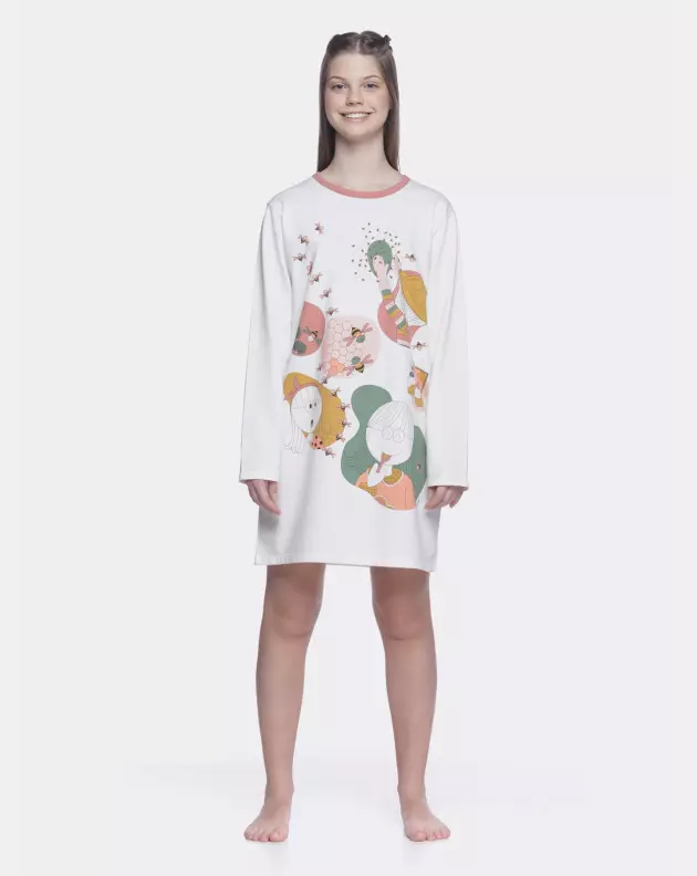 Camisão Feminino manga longa Estampa Pat e Annie