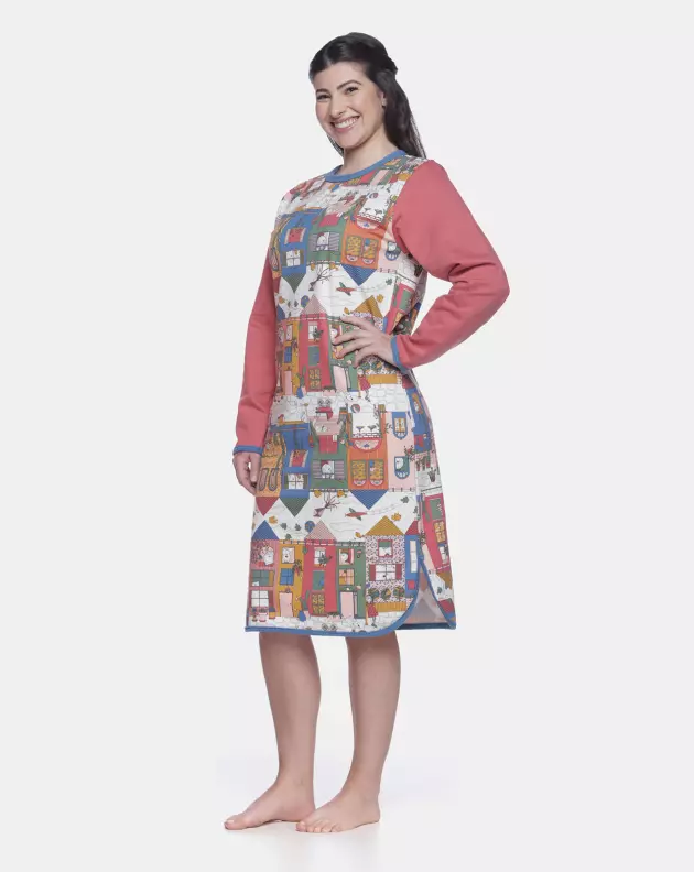 Camisão Feminino Adulto Manga Longa Moletinho