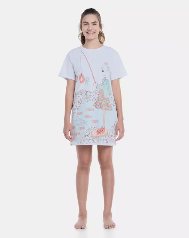 Camisão Feminino Adulto Manga Curta